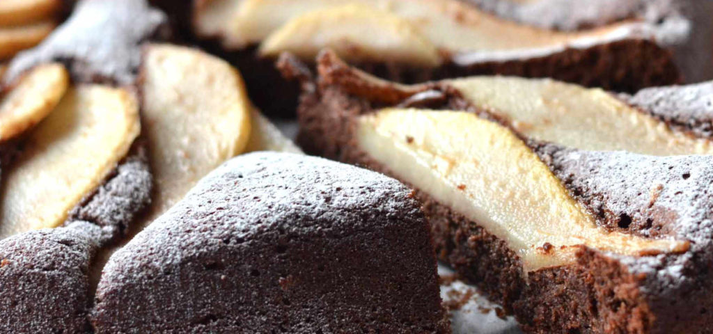 Chocolade cake met peren